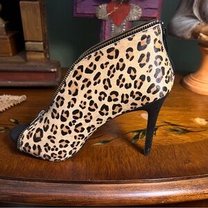 Carlos by Carlos Santana Tan and Black Leopard Fur Heeled Boots